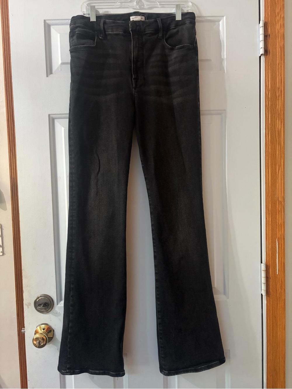 Good American Flare Jeans Faded Black Stretch High Waisted Size 12. - Picture 3 of 13
